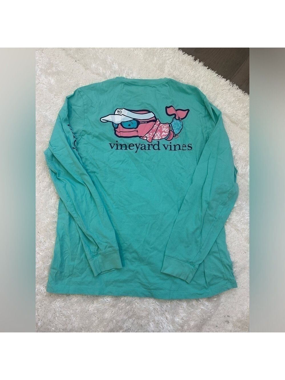 Vineyard Vines Grey Whale Pocket Long Sleeve T Shirt Medium